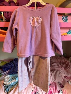 Carter's Purple Heart Fleece Pajama Set